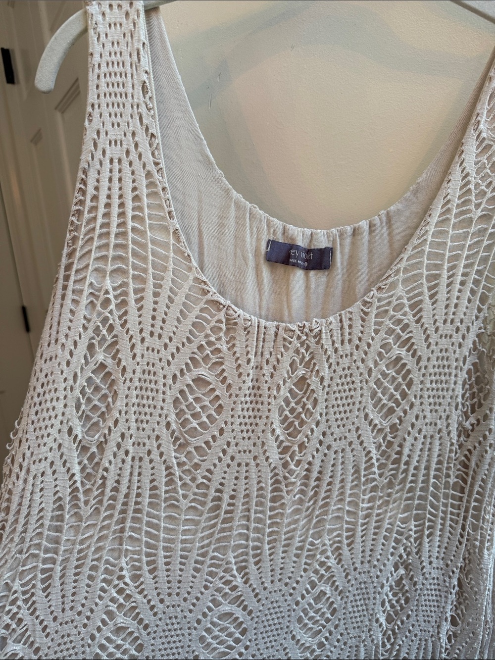 Sleeveless Crochet Overlay Dress in Cream - Picture 3 of 4